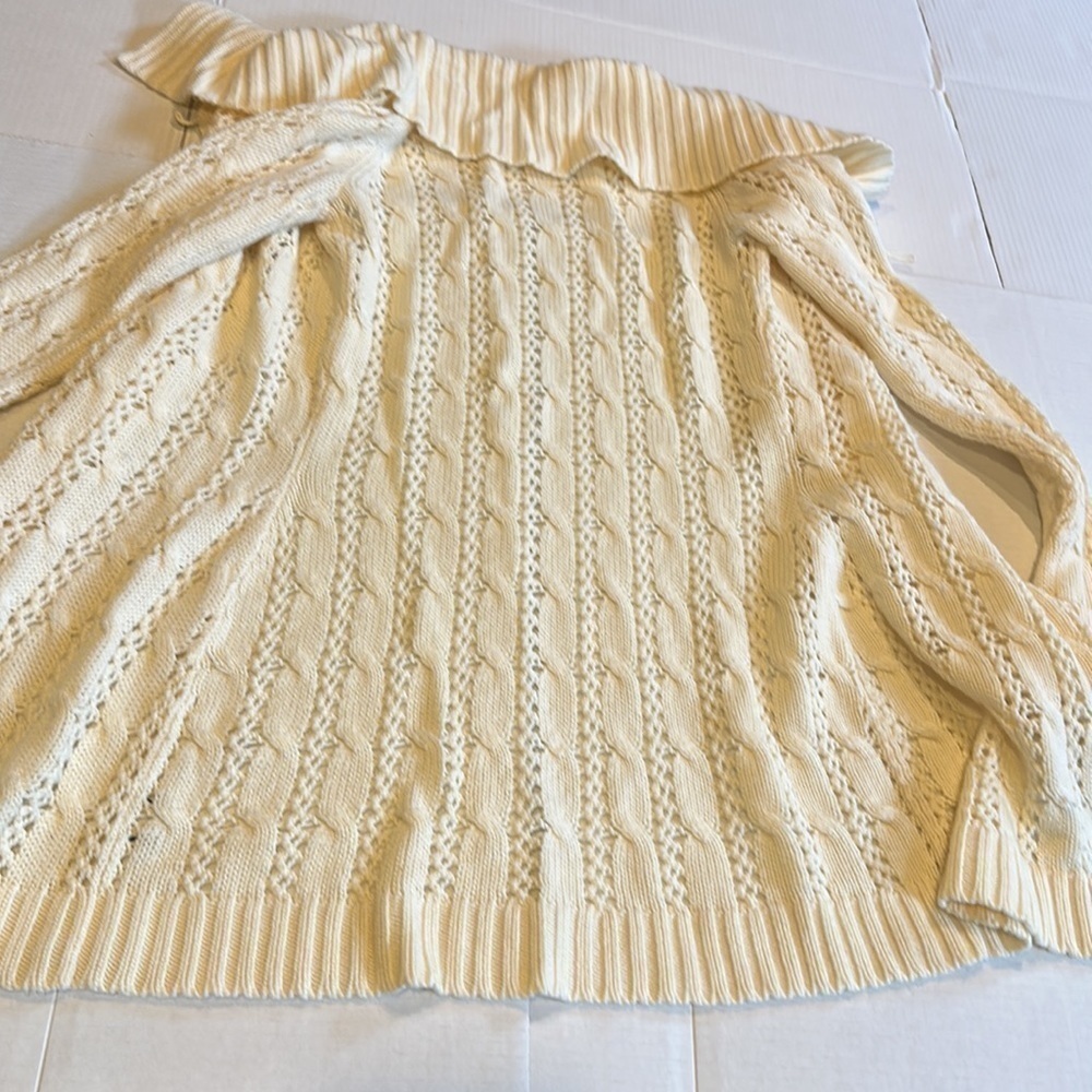 The Limited open front vanilla sweater cuff sleeves Anita wool acrylic small - Picture 9 of 10